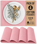 100% Cotton Ribbed Placemats - Set of 4-13 x 19 Inches - Dull Pink - Everyday Basic Cloth Table Mats - Thick Construction, Washable & Reusable Cloth Place Mats - by AVKA Studio