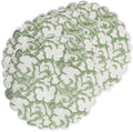 Ridhi Floral Block Print Round Placemats 15 Inch, Set of 4, Sage Green