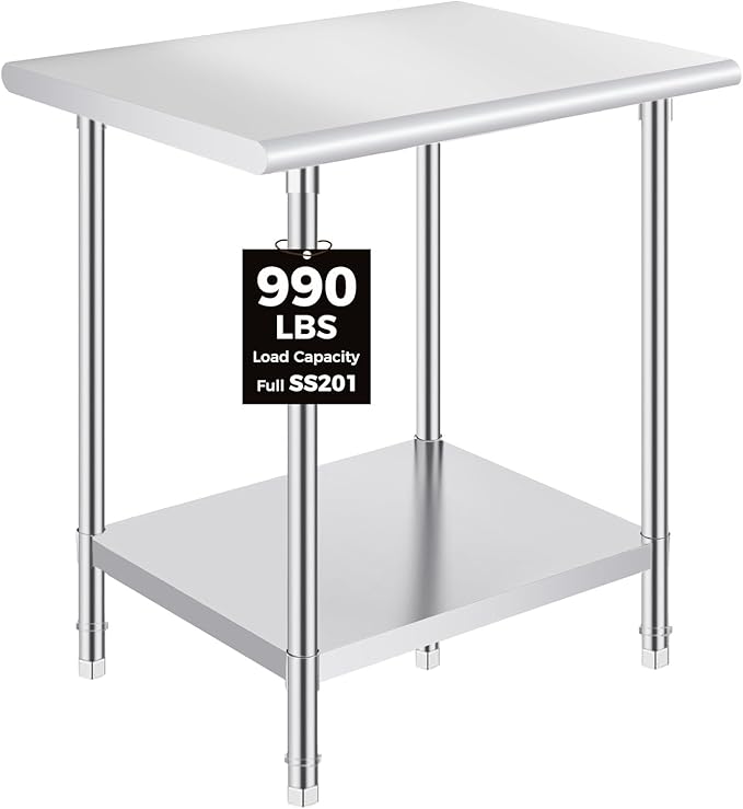 OSTBA Stainless Steel Table for Prep & Work 24x30 Inches, NSF Metal Commercial Heavy Duty Table with Adjustable Undershelf and Adjustable Foot for Restaurant Kitchen Home and Hotel