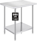 OSTBA Stainless Steel Table for Prep & Work 24x30 Inches, NSF Metal Commercial Heavy Duty Table with Adjustable Undershelf and Adjustable Foot for Restaurant Kitchen Home and Hotel