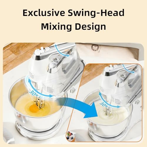 4.8QT 2-in-1 Stand Mixer, White