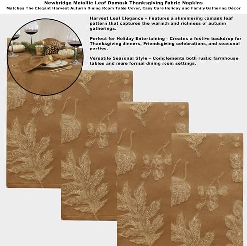 Newbridge Fall Damask Tablecloth Bronze Gold 60 x 84 Inch Rectangle