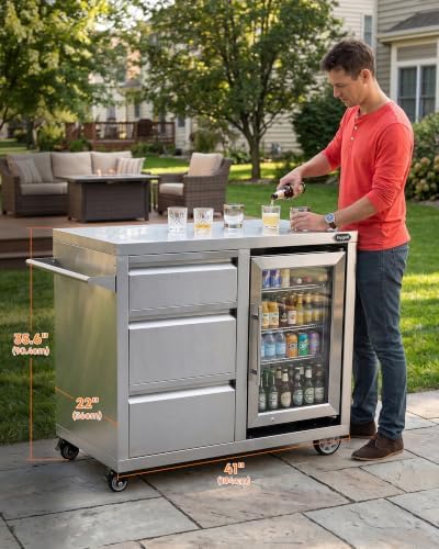 Hygrill BBQ Cart Movable Pizza Oven Table Stand, Outdoor Grill Cart