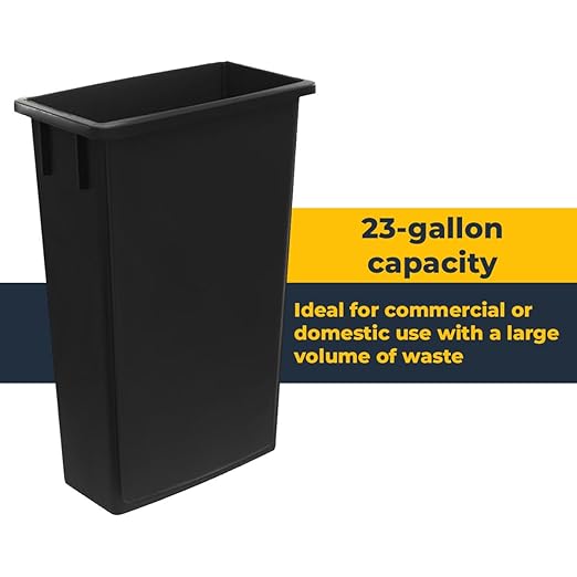 3 pack 23 Gallon Waste Bin with Swing Lid, Heavy-Duty Trash Can, Slim Rectangular Garbage Bin, Durable Waste Container, Recycling Bin, Plastic Wastebasket for Kitchen, Garage, Restaurants, Office