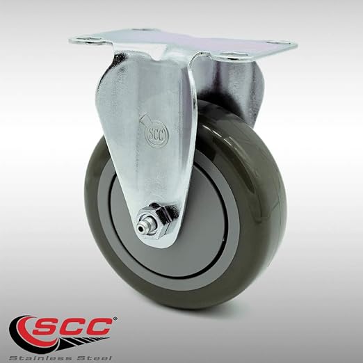 Service Caster Brand Replacement Caster for Uline Caster H-7448R - Stainless Steel Rigid Top Plate Caster with 4 Inch Yellow Polyurethane Wheel - Fits Carts and Platform Trucks H-3352