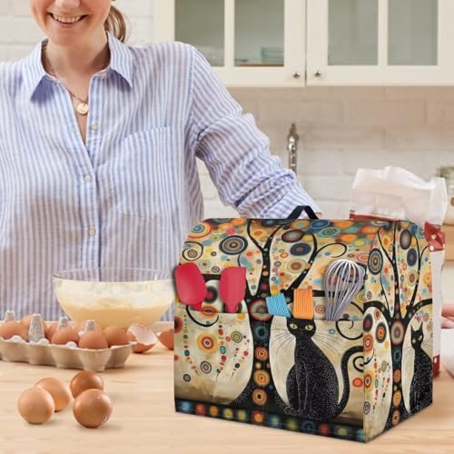 Stand Mixer Covers Black Cat Flower Print Dust Mixer Covers for Stand Mixer Kitchen Counter Mixer Parts & Accessories Decor for Kitchen Kid Mixer Cover