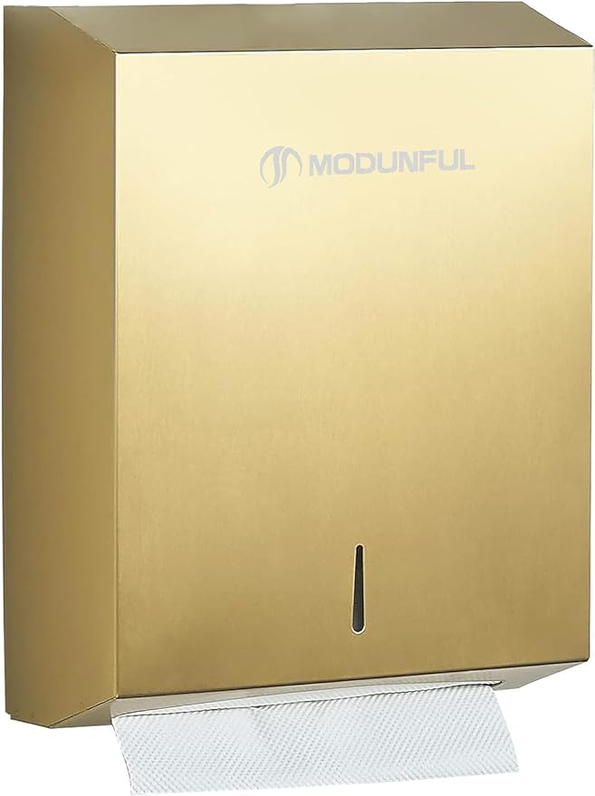 Commercial Paper Towel Dispenser Gold - Multifold Paper Towel Dispenser Wall Mount, High Capacity Stainless Steel Tissue Holder, Suitable for Bathrooms and Public Places