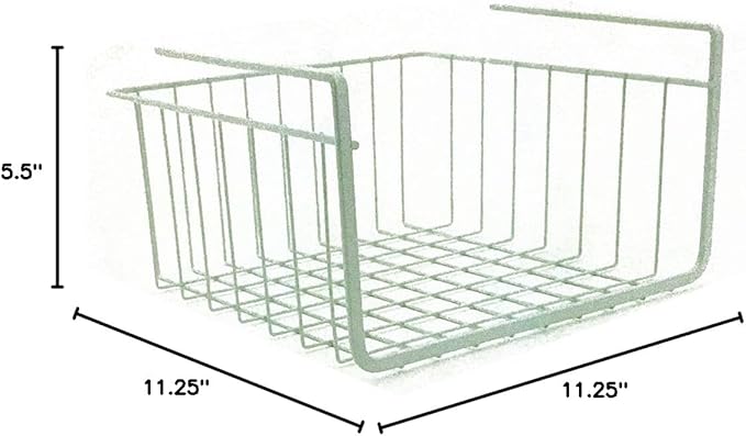 Modern Home Under Shelf Wire Storage Baskets – Hanging Organizer Rack for Cabinet, Pantry, or Closet – White Metal Basket for Kitchen, Towels, or Office – No Tools Required (11")
