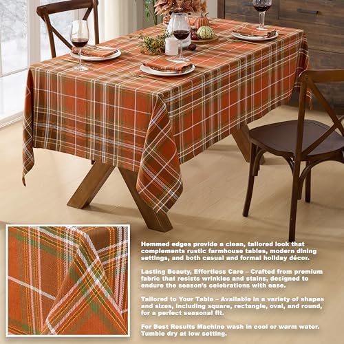 Thanksgiving Culloden Plaid 52 x 52 Inch Square 100% Cotton Tablecloth