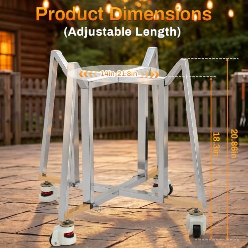 Large Big Green Egg Nest, Adjustable Expandable Grill Stand with Heavy Duty Leveling Casters, Powder Coated Steel Rolling Cart for BGE Smoker & Kamado Joe Accessories