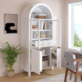 KEIKI 71" Tall Arched Kitchen Pantry Cabinet with Glass Door,Hidden Drawer,Farmhouse Storage with Adjustable Shelves Design for Kitchen,Living & Dining Room