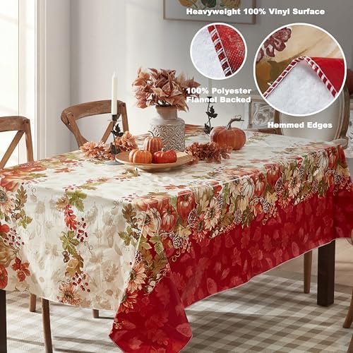 Newbridge Bountiful Fall Harvest 60 x 102 Inch Rectangle Vinyl Tablecloth