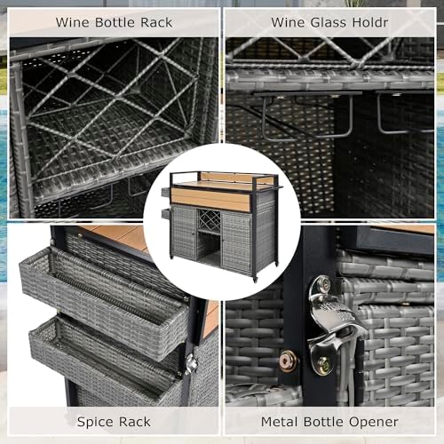 Outdoor Grill Cart Prep Station, Double Tabletop Kitchen Island