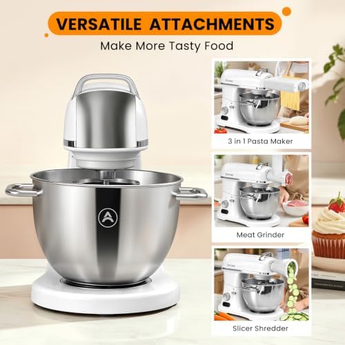 ZACME 8.4QT Commercial Stand Mixer 800W with Aluminum Die Casting Meets the Standard of NSF/ANSI 8-2023, Mixers Kitchen Electric Stand Mixer with Stainless Steel 8L Bowl, Dough Hook, Whisk and Beater