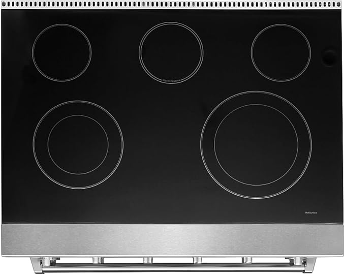 KOSTCH 30 inch Professional Electric Range with 5 Heating Elements Cooktop, 4.55 Cu. Ft. Convection Oven Capacity, Smooth Glass Top, in Stainless Steel, KOS-30RE06H (White)