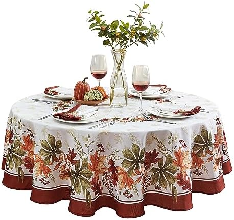Newbridge Thanksgiving Elements of Nature Fabric Tablecloth, 70" Round