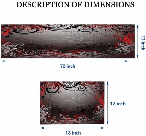 Mcalk Table Runner and Placemats Set of 6 Pieces,Mystic Gray Leaf Placemat,Cloth Place Mats Red Indoor for Kitchen,Washable Placemats Floral Print Linen Material for Dining Table