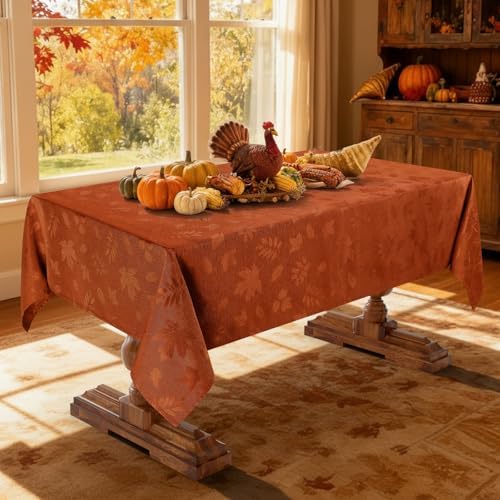 Smiry 60x102 Inch Thanksgiving Jacquard Rectangle Table Cloth for Fall
