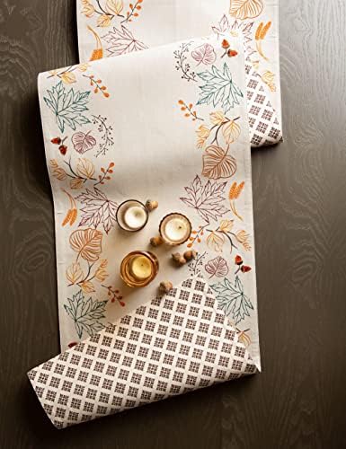 DII Fall Table Decorations Indoor Décor, Thanksgiving, Reversible Table Runner, 14x108, Autumn Leaves
