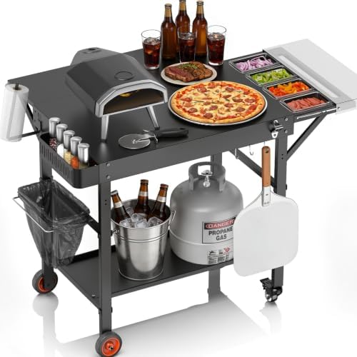 EUTRKei Grill Table, Pizza Oven Table, Grill Cart for Ooni Ninja Blackstone