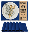 100% Cotton Ribbed Placemats - Set of 6-13 x 19 Inches - Royal Blue - Everyday Cloth Table Mats - Thick Construction, Washable & Reusable Cloth Place Mats - by AVKA Studio