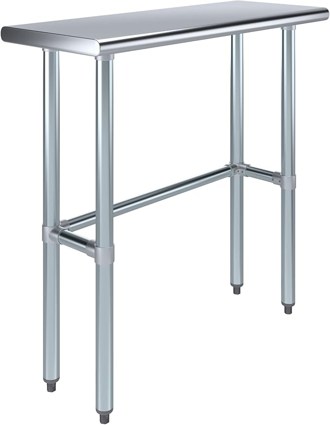 AmGood Stainless Steel Work Table Open Base | NSF Kitchen Island Food Prep | Laundry Garage Utility Bench (36" Long X 14" Deep)