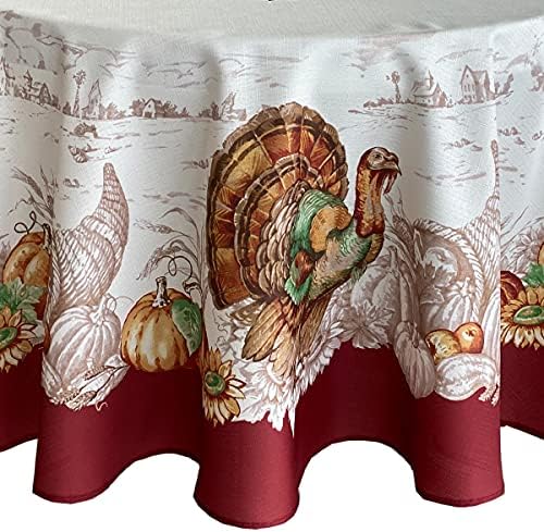 Newbridge Thanksgiving Country Turkey Tablecloth 60 x 84 Inch Oval