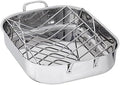 Amazon Basics Stainless Steel Rectangular Roasting Pan with Rack, Turkey Roaster, Dishwasher Safe, Easy to Clean, Oven Safe, 16 in