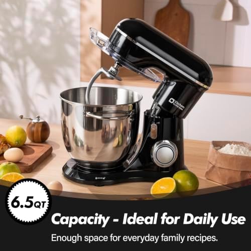Kitchen in the box 6.5 QT Stand Mixer, 10-Speed Electric Mixer (Black)