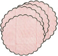 Ridhi Hand Block Print Round Placemats 15 Inch, Set of 4,Heart Pink Stripe