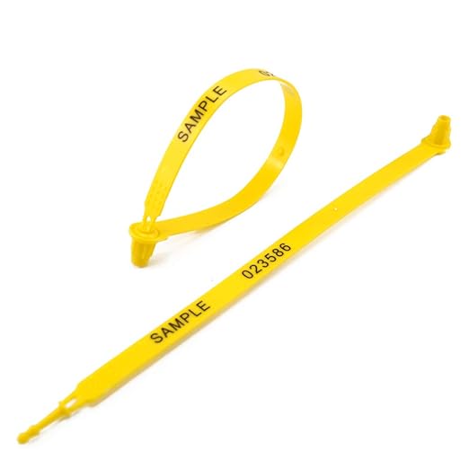 Leadseals(R) 500 Yellow Tite-Lock Plastic Tractor Truck Door Seal Tamper Proof Security Tags Numbered Safty Disposable Locks for Trailer Logistics Shipping Transport