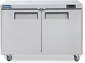 ICECASA 48" W Commercial Freezer Worktop Undercounter Freezer Single Door Stainless Steel Counter Fan Cooling 13 Cu.ft for Restaurant, Bar, Shop, etc