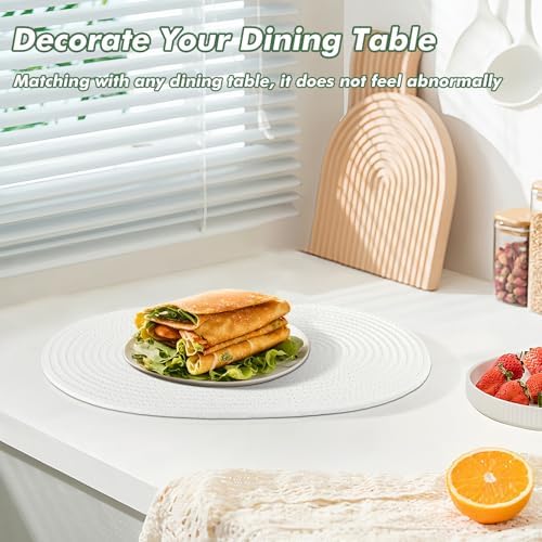 Oval Woven Placemats Set of 8 Heat Resistant Placemats 17 x 12 Inches Farmhouse Cotton Rope Place Mats for Dining Tables Trivets for Hot Dishes, White