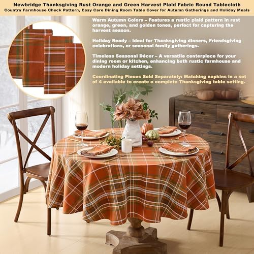 Newbridge Thanksgiving Culloden Plaid 70 Inch Round 100% Cotton Tablecloth
