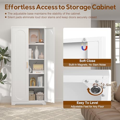 UNICOLY 71" Tall Storage Cabinet, Metal Kitchen Pantry Storage Cabinets