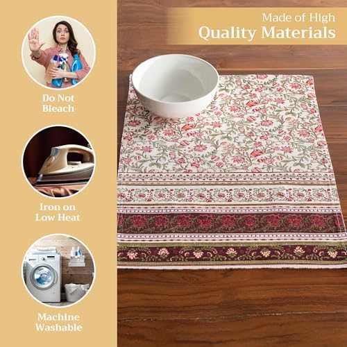 Maison d' Hermine Placemats Set of 4 Reusable 100% Cotton (13"x19")