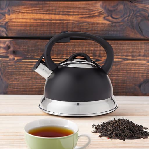 Mr. Coffee Flintshire 1.75-Quart Stainless Steel Whistling Tea Kettle with Nylon Handle – Matte Black Stove-Top Kettle for Boiling Water - Image 5