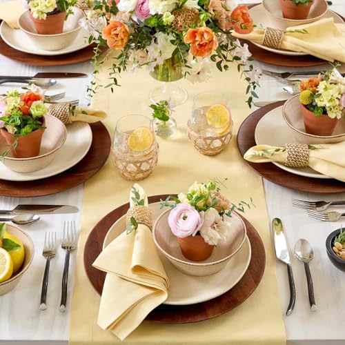 Solino Home 100% Pure Linen Table Runner Golden Straw Long, Fete 14 x 90 in