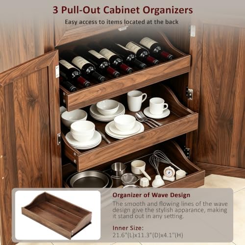 Ball & Cast 72" Kitchen Pantry Cabinet with Pull-Out Trays, Walnut