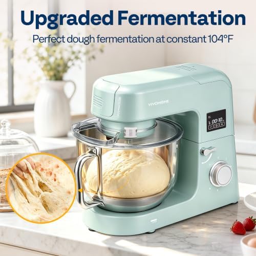 VIVOHOME 9-in-1 Stand Mixer with Fermentation & Timer, 7.5-Quart, Blue