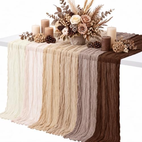 6 Pcs Brown Series Cheesecloth Table Runner 118"