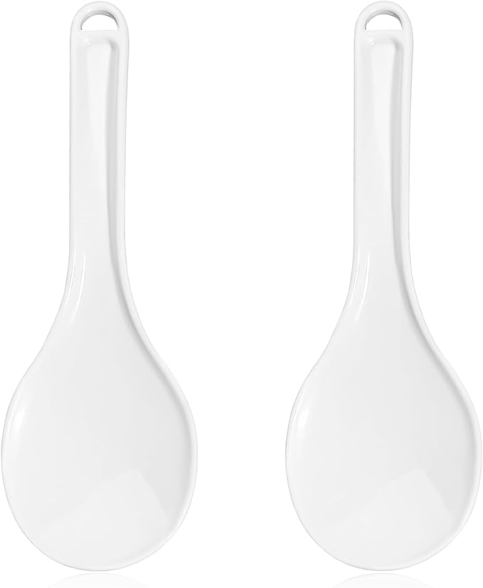 Giantree 2 Pcs Plastic Rice Paddle, 7.7 Inch Non-Stick White Rice Spoon Scooper for Cookers