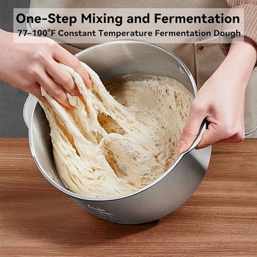 Dough Mixer 7.4QT Large Capacity Electric Dough Maker with Ferment Function for Baking Bread Dough&Pizza Dough - Dough whisk 304 Stainless Steel Blender Add water/seasoning with Top Small Window