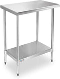 STABLEINK NSF Stainless Steel Table, 30 x 18 Inches Small Metal Prep & Work Table with Adjustable Undershelf, for Commercial Kitchen, Restaurant, Hotel and Garage