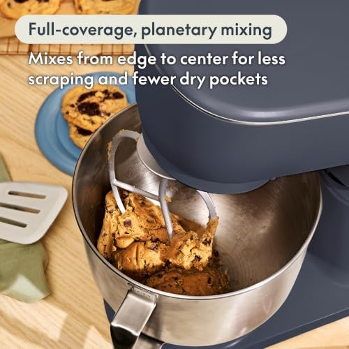 bella STIR 5.3Qt Tilt-Head Stand Mixer, 12-Speed Countertop Mixer, Denim