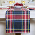 Solino Home 100% Pure Linen Table Runner Black, Stewart Plaid 14 x 156 in