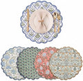 Ridhi Floral Block Print Round Placemats 15 Inch, Set of 4, Assorted Design