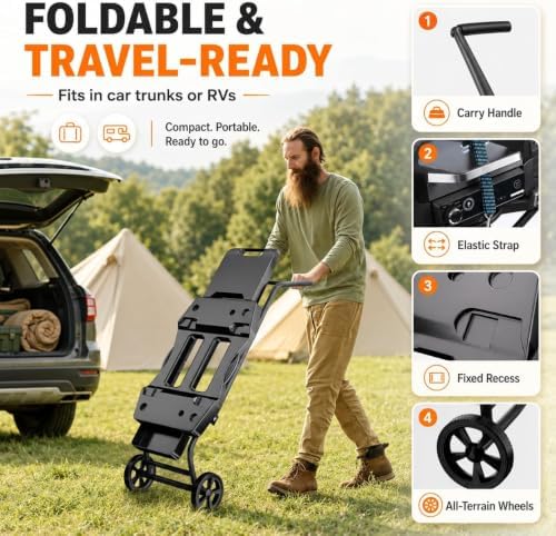 Hisencn 42.5" x 13.3" Outdoor Foldable Grill Stand for Ninja Woodfire Grill