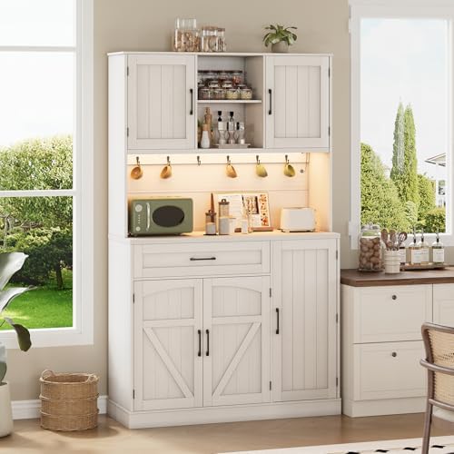 ComfyCorner 71" Pantry Cabinet, Kitchen Storage Cabinet with LED & Outlet