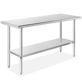 GRIDMANN Stainless Steel Work Table 60 x 24 Inches, NSF Commercial Kitchen Prep Table with Under Shelf for Restaurant and Home